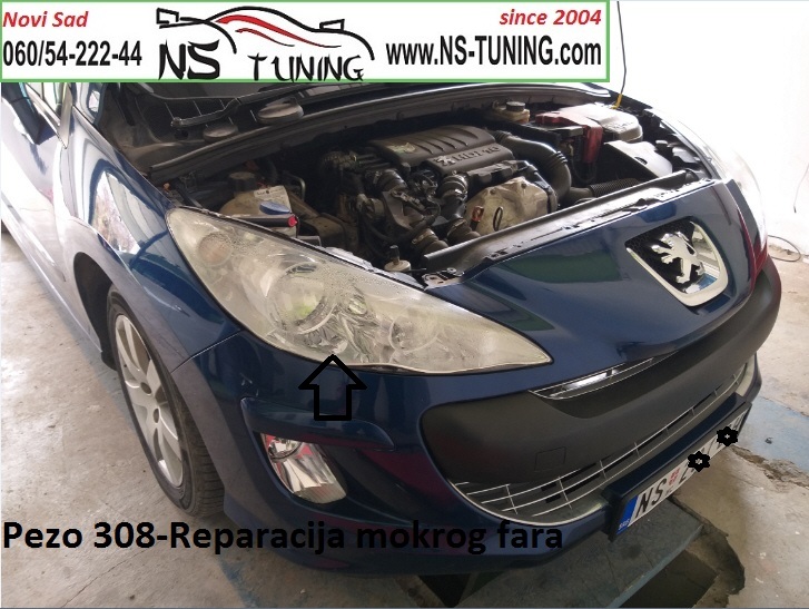 reparacija mokar far peugeot pezo 308 novi sad tuing auto servis maglenka puna vode